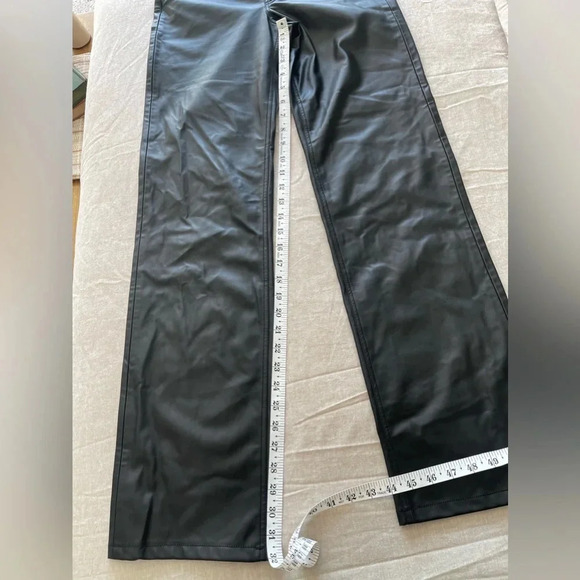 Zara | Straight Faux Leather Wide Leg Pant - Picture 3 of 5